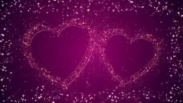 Romantyczna pętla uroczystości z 2 fioletowymi sercami - Materiał filmowy, wideo