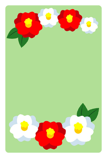 2023 New Year's card design template Red and white camellia - Vektör, Görsel