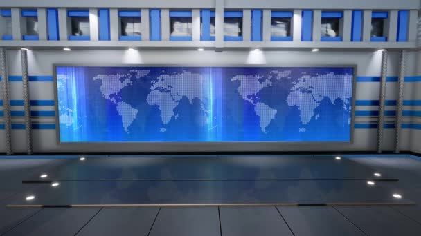 3D Virtual TV Studio Nieuws, Achtergrond voor TV Shows .TV On Wall.3D Virtual News Studio Achtergrond - Video
