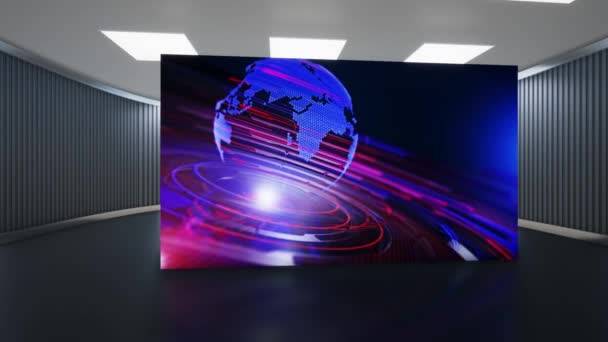 3D Virtual TV Studio News, Backdrop For TV Shows .TV On Wall.3D Virtual News Studio Background - Footage, Video