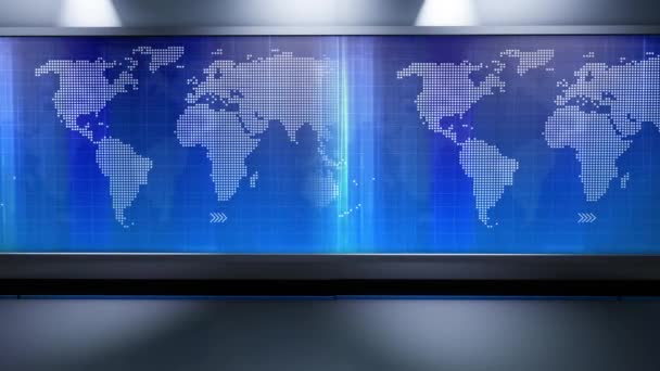 3D Virtual TV Studio News, Backdrop For TV Shows .TV On Wall.3D Virtual News Studio Background - Footage, Video
