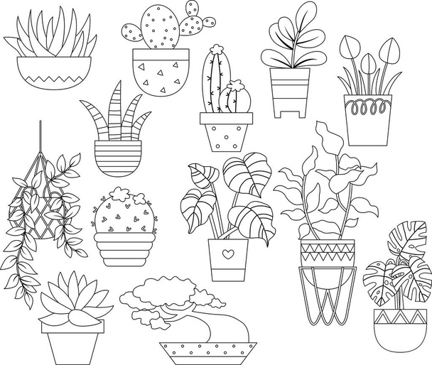 a vector of plant in black and white colors - Vetor, Imagem