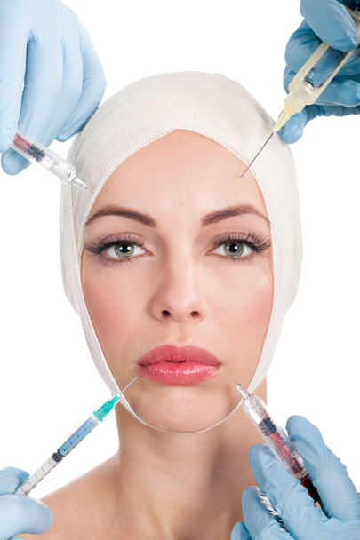 Injections of botox, woman having beauty treatment - Фото, зображення
