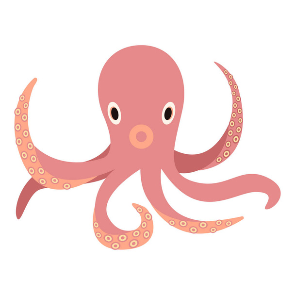Cartoon cute octopus vector isolated object illustration - Vector, Image