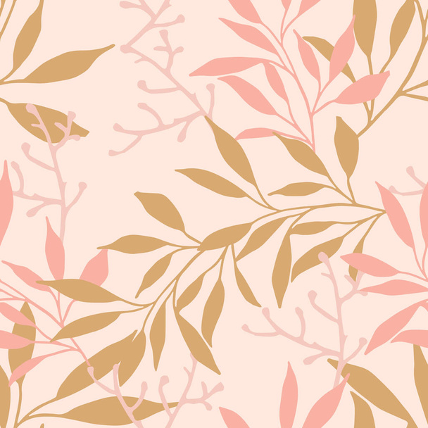 Beautiful colorful leaves pattern design. Good for prints, wrapping, textile, and fabric. Hand-drawn background. Botanic Tile. Surface pattern design. - Vettoriali, immagini