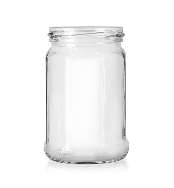 empty open faceted glass jar isolated on white background with clipping path - Photo, Image
