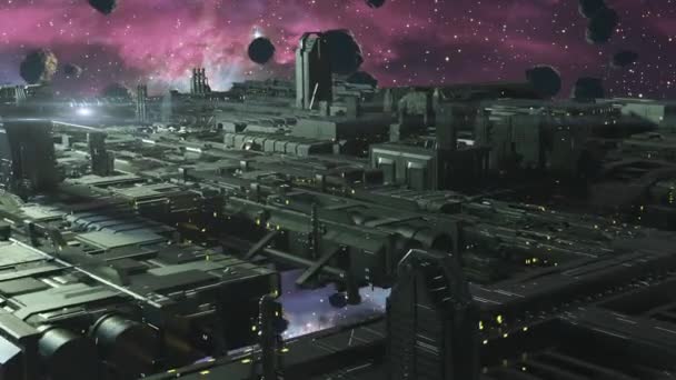 Animación 3d - Modelo de ciudad extraterrestre de ciencia ficción - Metraje, vídeo