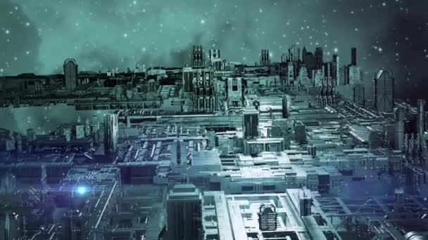 3D animáció - Az idegen sci-fi város modellje - Felvétel, videó