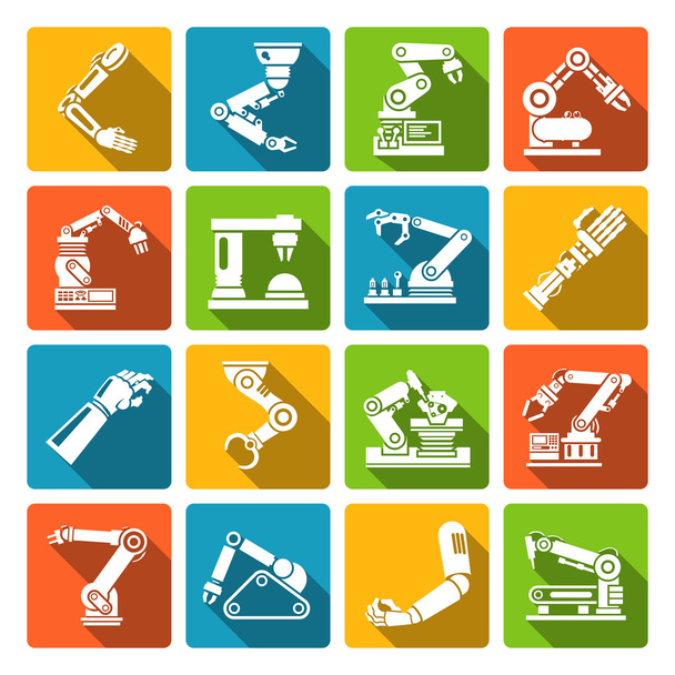 Robotic arm icons flat - Vector, Image