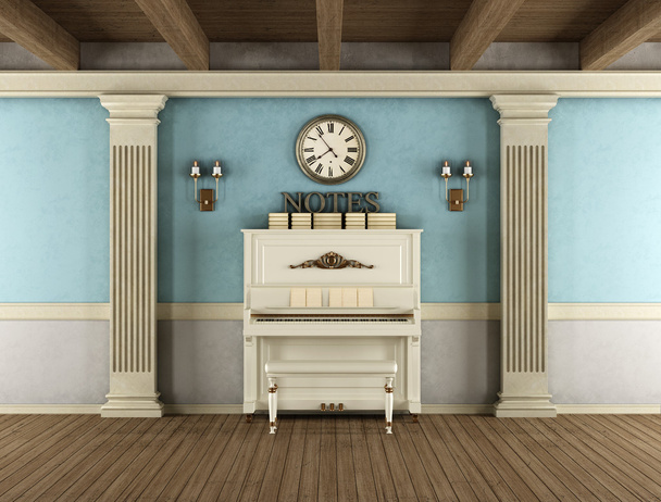 Vintage interior with upright piano - Foto, Imagen