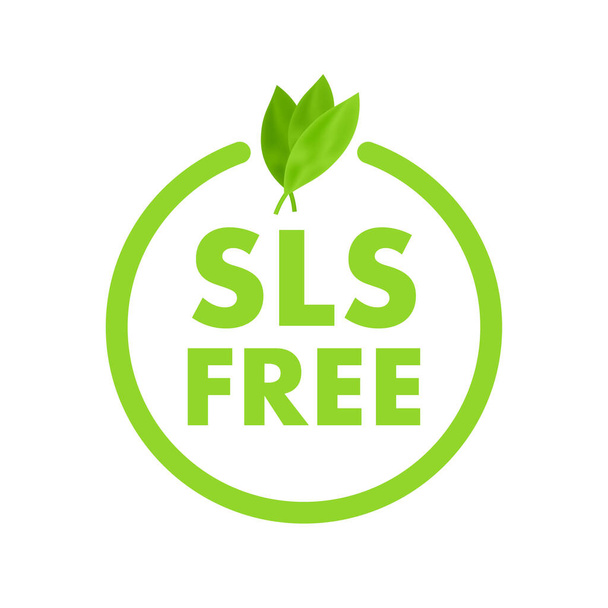 Icono verde con signo sls gratis. Sls gratis sobre fondo blanco - Vector, imagen