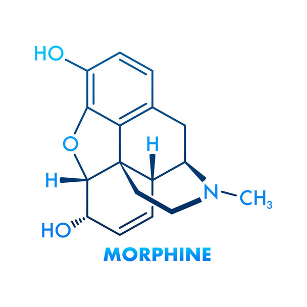 Morphine concept chemical formula icon label, text font vector illustration. - Vektör, Görsel