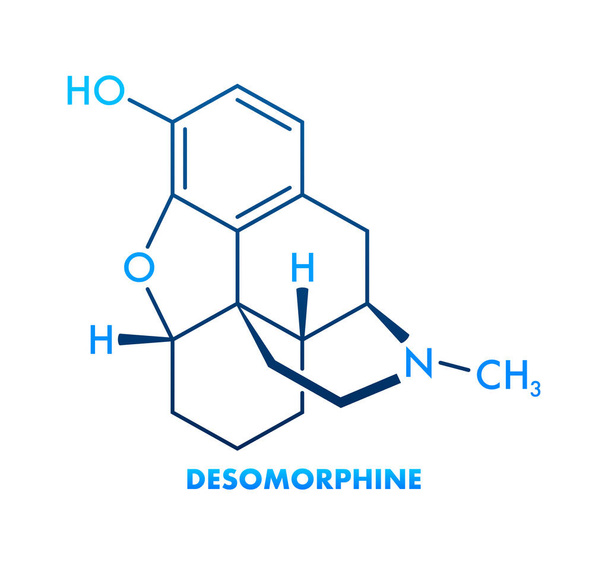 Desomorfin chemický vzorec. Desomorphine chemická molekulární struktura. - Vektor, obrázek