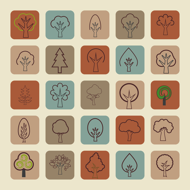 Árboles iconos
 - Vector, Imagen