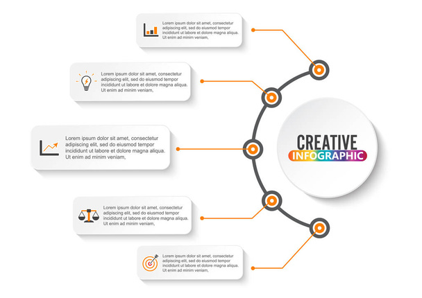 Časová osa infografiky design vektor a marketingové ikony lze použít pro workflow layout, diagram, výroční zpráva, webdesign. Obchodní koncept s 5 možnostmi, kroky a procesy. - Vektor, obrázek