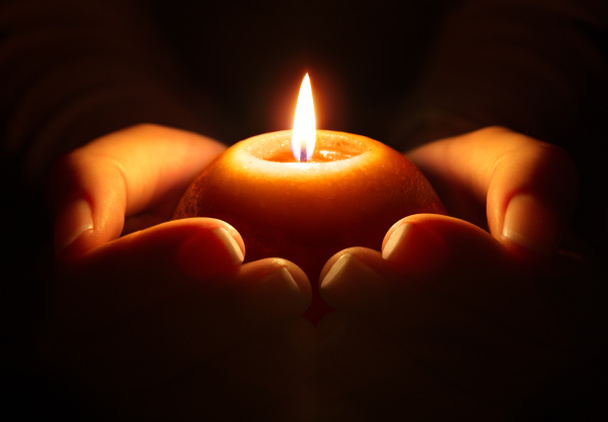 Prayer - candle in hands - Photo, Image