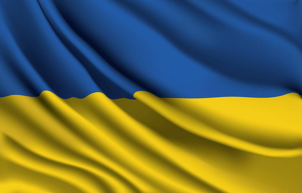 ukraine national flag waving realistic vector illustration - Διάνυσμα, εικόνα
