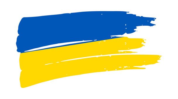Grunge tarzında Ukrayna ulusal bayrağı. Ukrayna 'nın fırça darbesi bayrağıyla boyanmış. Vektör illüstrasyonu - Vektör, Görsel