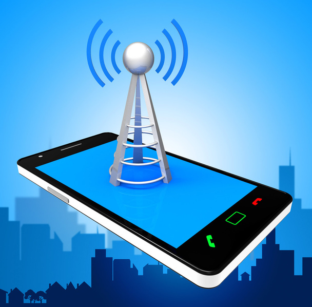 Smartphone Wifi Indicates World Wide Web And Antenna - Photo, Image