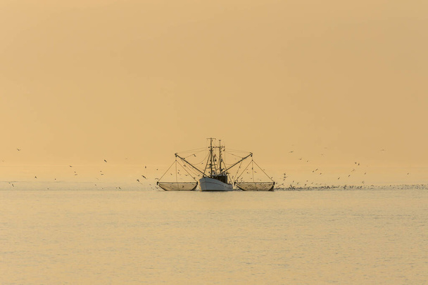 Rybářská vlečná síť v Severním moři, Buesum, Šlesvicko-Holštýnsko, Německo   - Fotografie, Obrázek