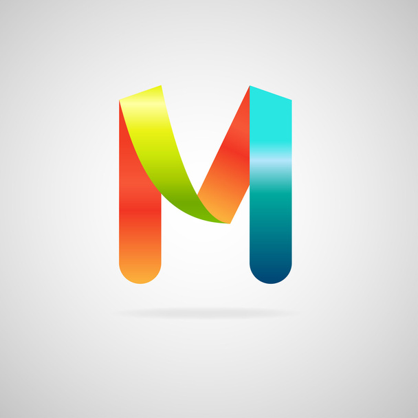 Υπογράφει την επιστολή M.color κορδέλα επιχειρήσεων εικονίδιο με το λογότυπο και την γραμματοσειρά - Διάνυσμα, εικόνα