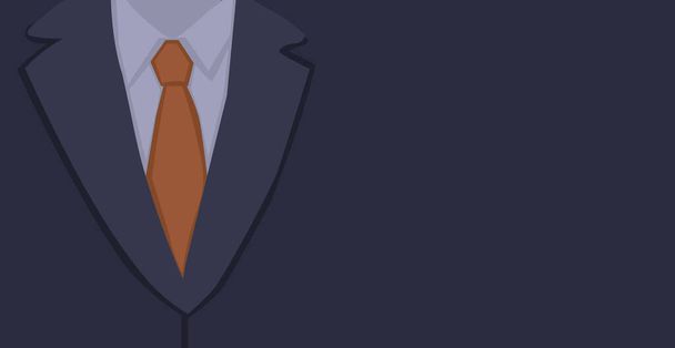 Panoramic design web background formal suit with tie, space for advertising text - Векторная иллюстрация - Вектор,изображение