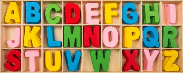 Colorful wooden alphabet letters set - Foto, imagen