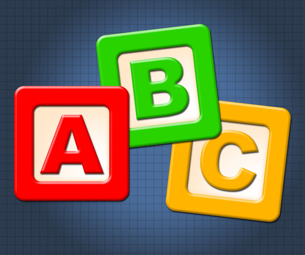 Abc Kids Blocks Means Alphabet Letters And Alphabetical - Foto, Imagem