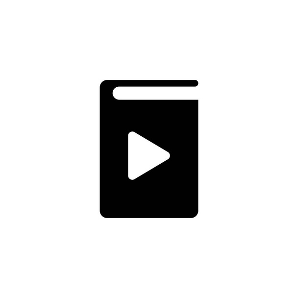 Audiobook, Electronic Digital Book, E-book. Ilustração Flat Vector Icon. Símbolo preto simples no fundo branco. Audiobook, Livro Digital, modelo de design de sinal de E-book para elemento de interface de usuário web e móvel - Vetor, Imagem
