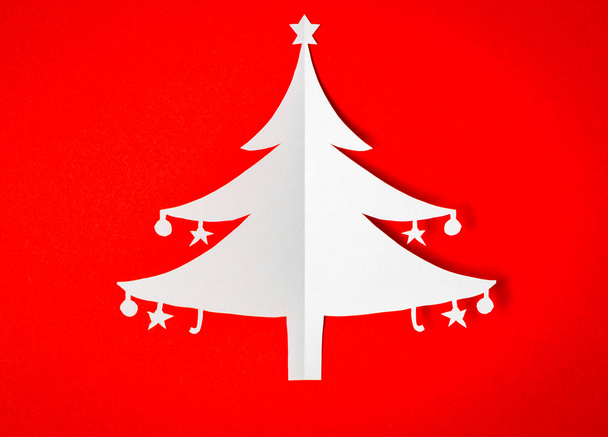 Cartão postal de Natal vintage com árvore de natal de papel verdadeiro
 - Foto, Imagem