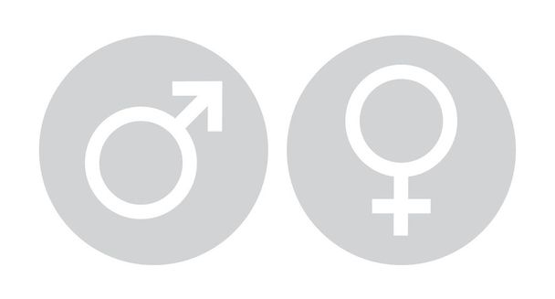 性別記号男性と女性のアイコン記号、ベクトル図。男と女のサインは、グラフィックとウェブUIデザインのための白い背景に隔離された,生物や惑星金星と火星,ライン,フラットスタイル. - ベクター画像