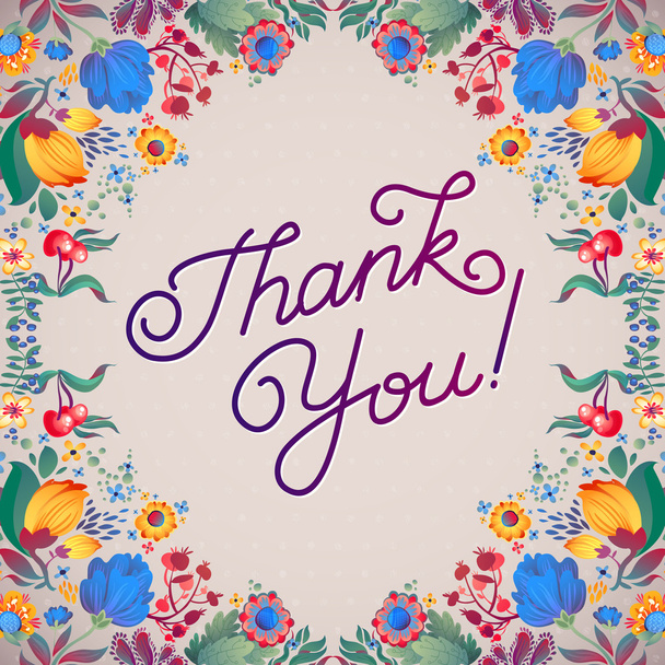 Thank You Abstract Floral Background  Callygraphy. THANK YOU hand lettering -- handmade calligraphy - Vector, imagen