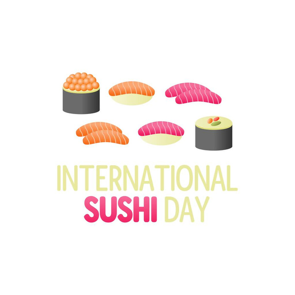 grafica vettoriale di giorno di sushi internazionale buono per celebrazione di giorno di sushi internazionale. design piatto. flyer design.flat illustrazione. - Vettoriali, immagini