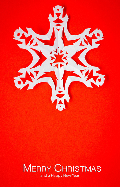 Vintage Christmas postcard with true paper snowflakes - Foto, imagen