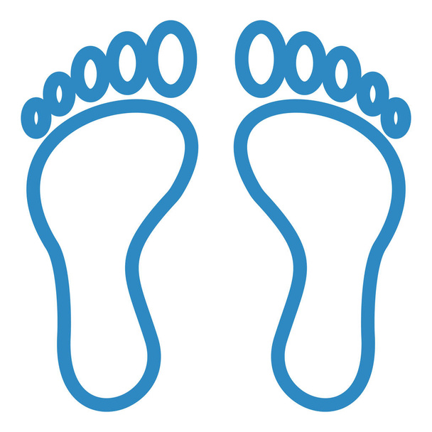 ícone do vetor pés. estilo é o símbolo liso bicolor, cores azuis e brancas - Vetor, Imagem