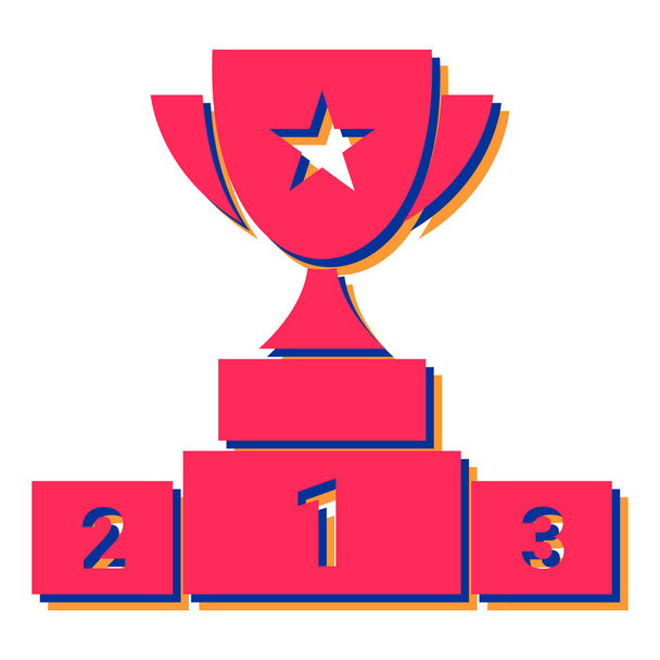 winner trophy with winners cup and ribbon. vector illustration - Vector, Image