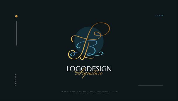 Návrh loga JB s elegantním a minimalistickým stylem rukopisu. Originální design J a A loga pro svatební, módní, šperky, butik a firemní značku - Vektor, obrázek