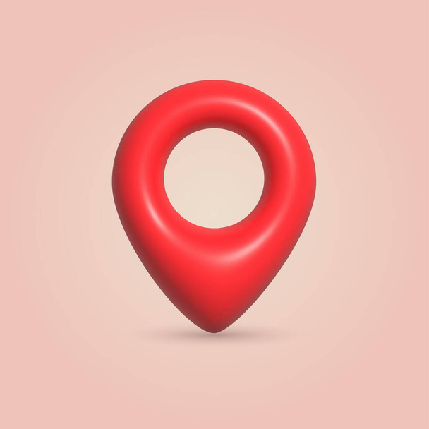 3d czerwona mapa pin ikona wskaźnika. Ilustracja wektora - Wektor, obraz