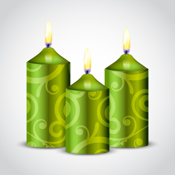 Ilustración vectorial de velas verdes con decoración
 - Vector, Imagen