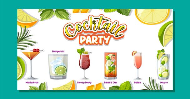 Cocktailparty Menü Banner Illustration - Vektor, Bild