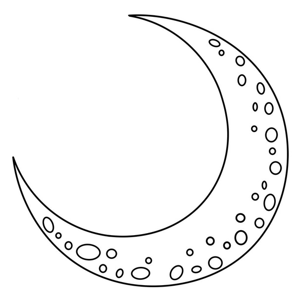 A cute and funny coloring page of Crescent Moon. Provides hours of coloring fun for children. To color, this page is very easy. Suitable for little kids and toddlers. - Vector, Image
