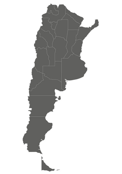 Mapa em branco vetorial da Argentina com províncias ou estados federados e divisões administrativas. Camadas editáveis e claramente rotuladas. - Vetor, Imagem