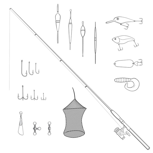 rybackich narzędzi konspektu ilustracja - Wektor, obraz