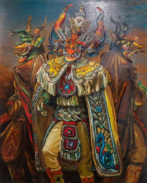 Kristian Krekovic, Diablada de Puno (Devilish Puno), 1976,キャンバス上の油, krekovic museum, Palma, Majorca, Balearic Islands,スペイン - 写真・画像