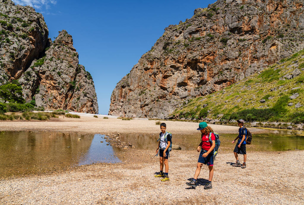 hikers on Torrent de Pareis, Sa Calobra, Majorca, Balearic Islands, Spain - Photo, Image