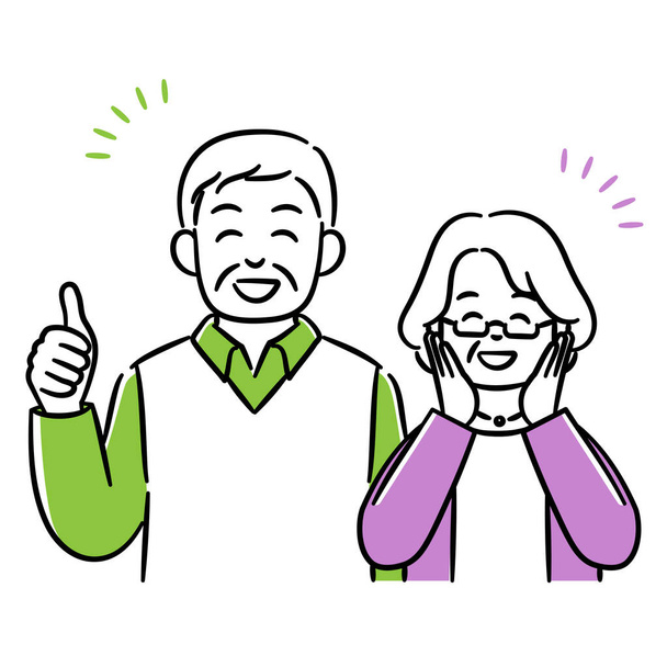 It is a simple illustration of a happy senior couple.Vector data that is easy to edit. - Vector, Image
