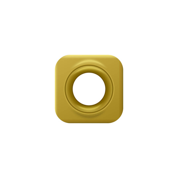Square golden grommets or metallic eyelets template realistic vector illustration isolated on white background. Grommet eyelet decoration for curtains and clothing. - Vektör, Görsel