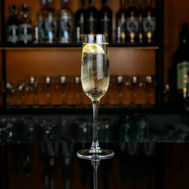 glasses of champagne in a bar - Photo, image