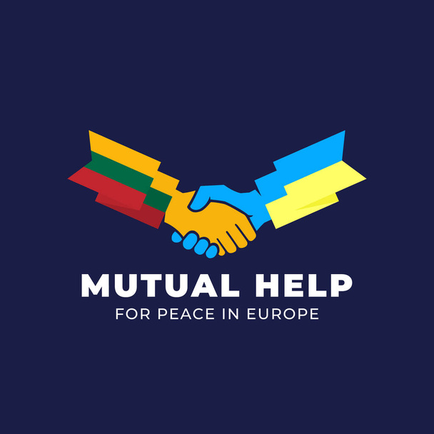 Ukrainian and Lithuanian friendship mutual help and partnership handshake Abstract Vector Sign Peace Symbol Icon Template. Hand Shake with European flags. Isolated - ベクター画像