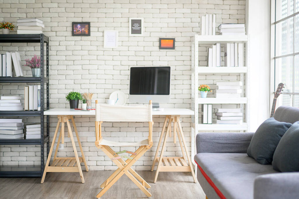 Background of modern workplace home office  - Photo, image